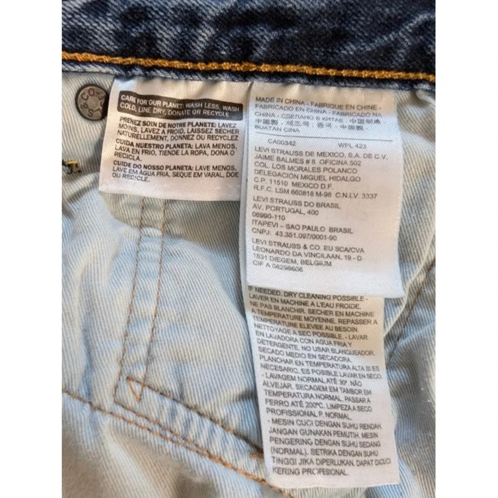 Levi's 501 Premium Jeans Mens 34x30.5 Crinkle Distressed Blue Real Leather Patch